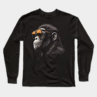 Chimpanzee Cool Sunglasses Long Sleeve T-Shirt